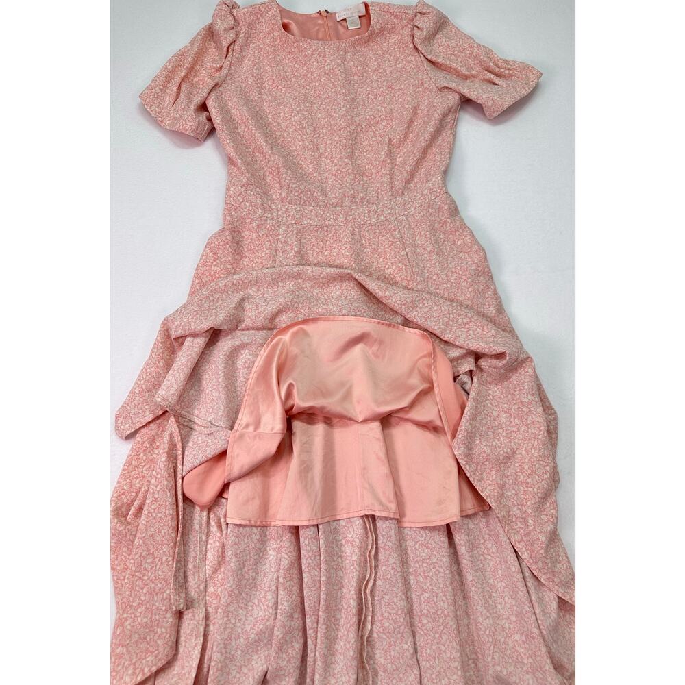Rachel Parcell Pink Ditsy Floral Puff Sleeve Midi Dress Vintage Style Size M - Picture 8 of 12